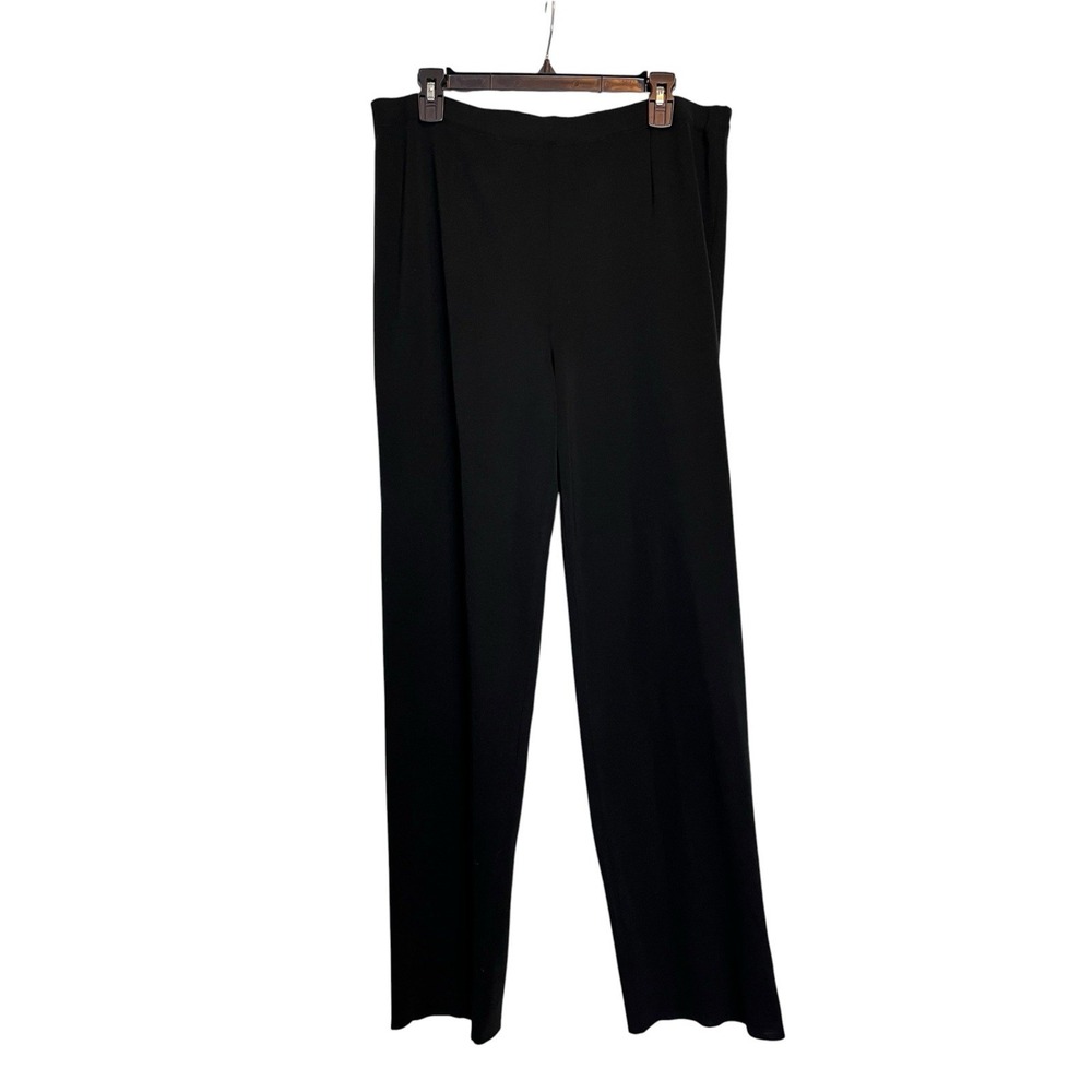 Ming Wang Knit Pants XL Black Straight Leg Pull On Elastic Waist Trousers
